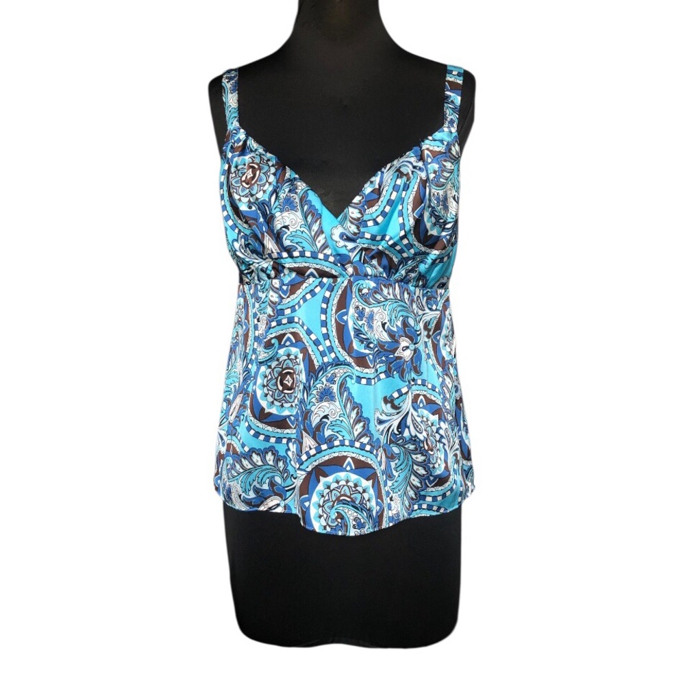 Ann Taylor Blue and White Paisley Tank Camisole Silk Top Size 8